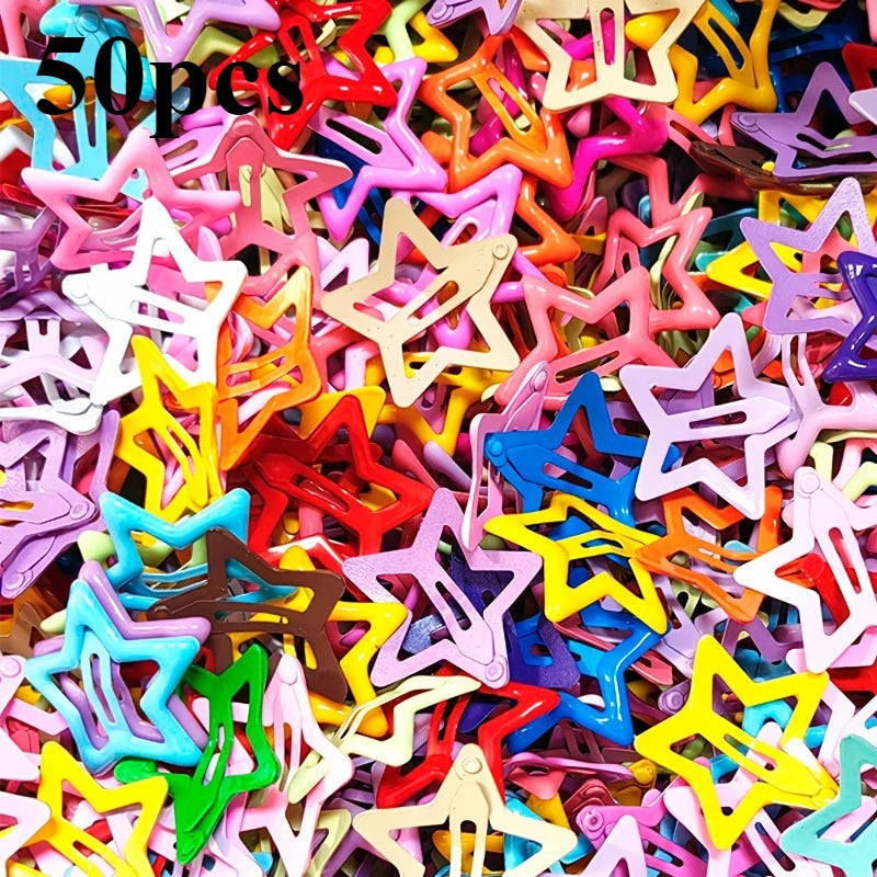 Colorful Star Hair Clips Set - Metal Five-Pointed Star Hair Accessories for Women