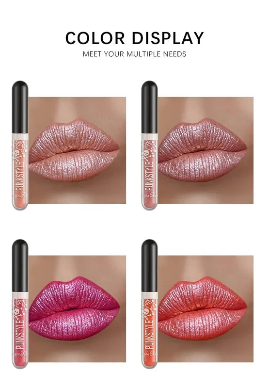 Glitter Lip Gloss Set - Moisturizing, Waterproof, Long-Lasting Lipstick with Diamonds for Halloween Makeup
