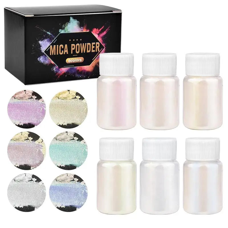 6-Piece Epoxy Resin Colorant Set - Mica Pigments for Resin Art, Pearlescent Powder