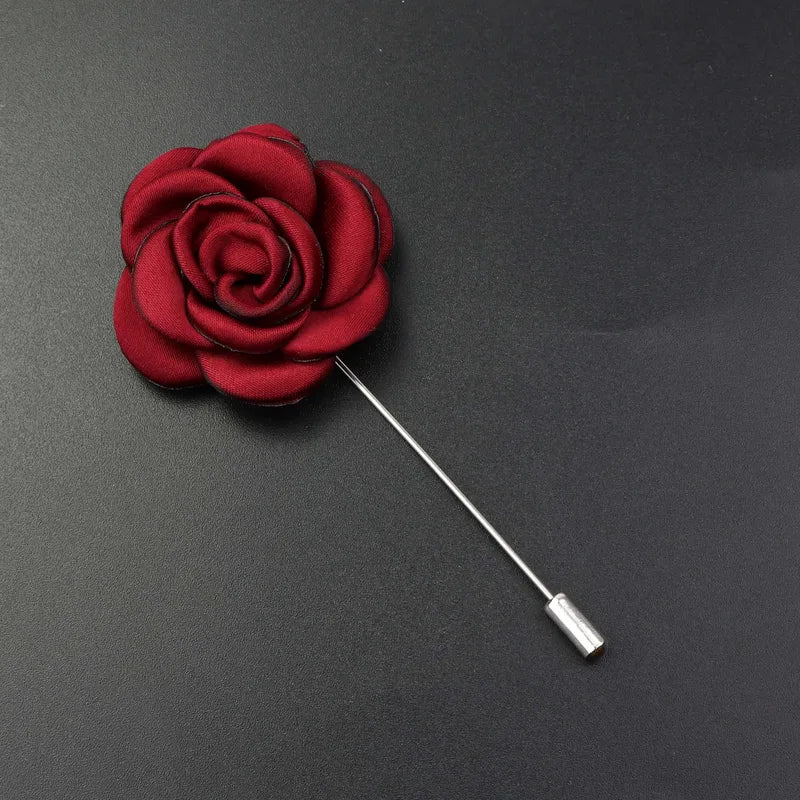 Men's Handmade Fabric Flower Brooch Floral Pin Corsage Lapel Wedding Accessory