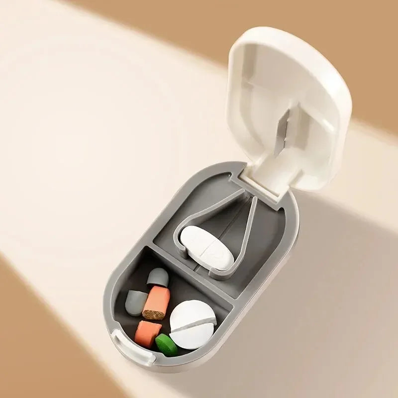 Portable Pill Cutter with Storage Box Adjustable Stainless Steel Blade
