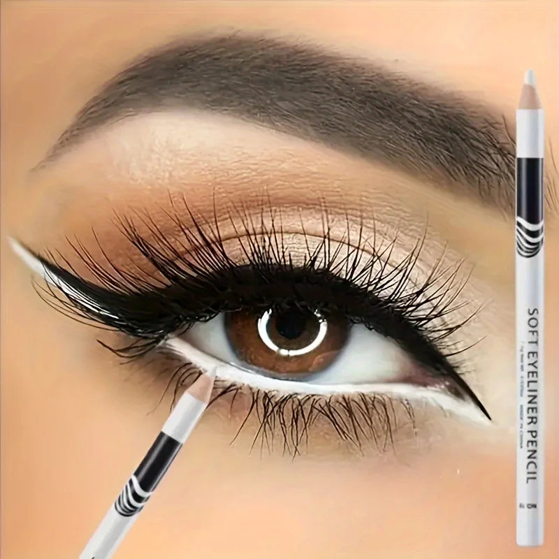 White Wooden Eyeliner Pen for Inner & Under Eyelid Makeup - Matte White