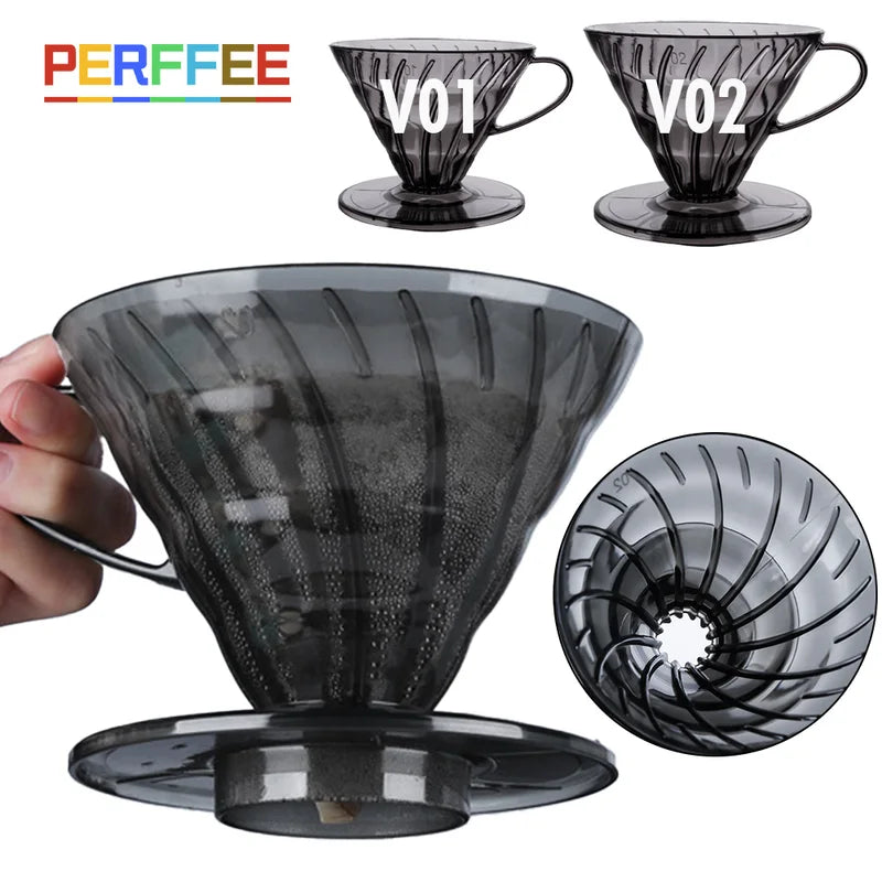 V Shape Plastic Pour Over Coffee Dripper - Cone Coffee Filter Funnel