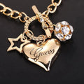 Women Heart Charm Star Fire Ball Bracelet with Imitation Pearls