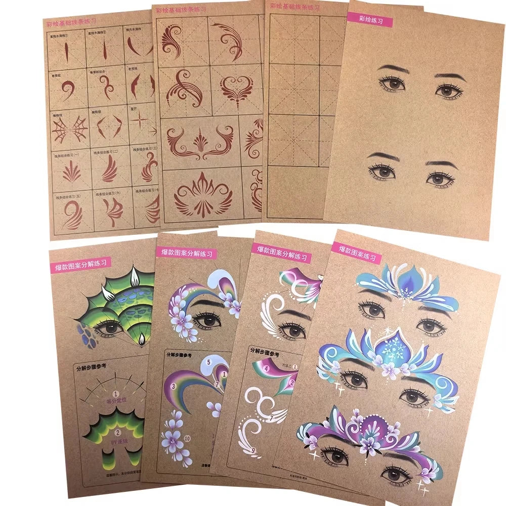 Reusable Face Painting Practice Board Set with Templates for Beginners