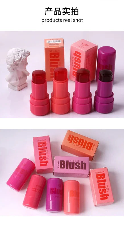 Multi-Use Jelly Tint Blush Stick for Lips Cheeks & Eyes - Water Moisturizing Cream Contour Makeup