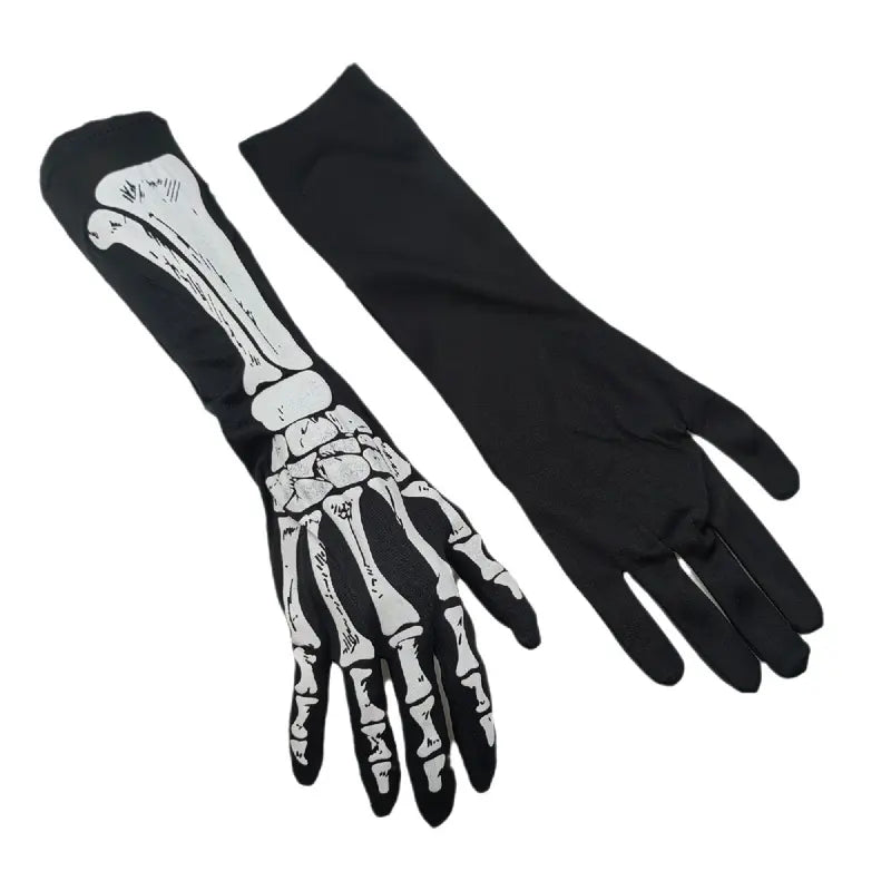 Halloween Skeleton Gloves - Dark Skeleton Pattern for Costume & Horror Parties