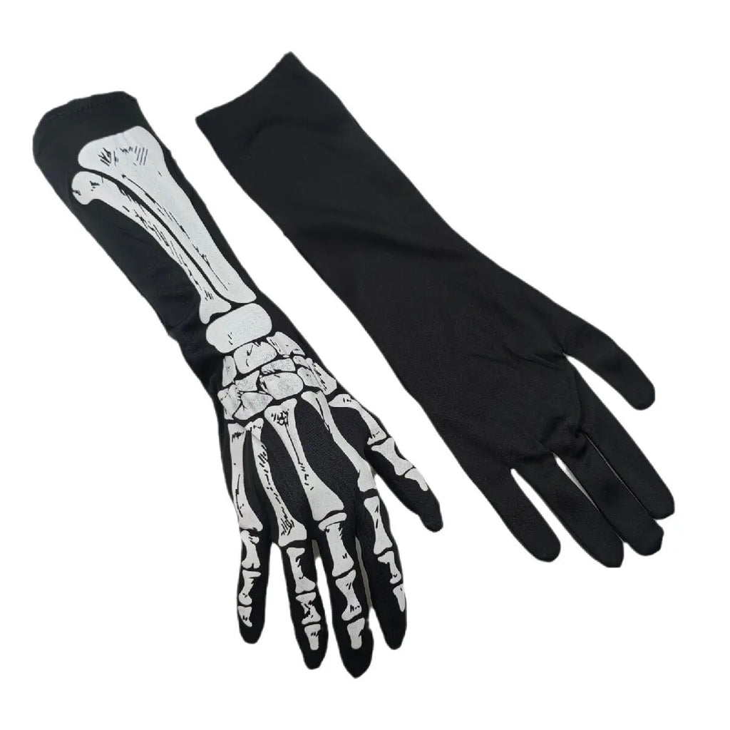 Halloween Skeleton Gloves - Dark Skeleton Pattern for Costume & Horror Parties