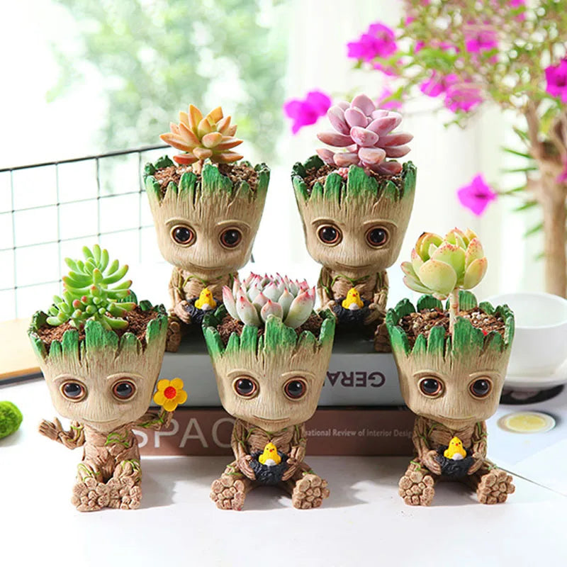 Anime Groot Character Flower Pot Pen Holder Home Decor Craft Organizer