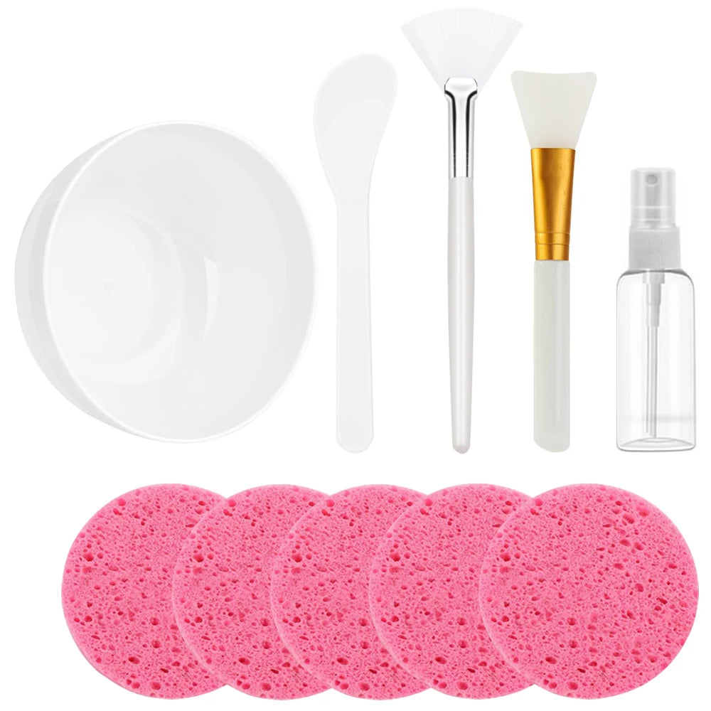 Silicone Facial Mask Brush Set with Mixing Bowls & Sponges - Skin Care Tools