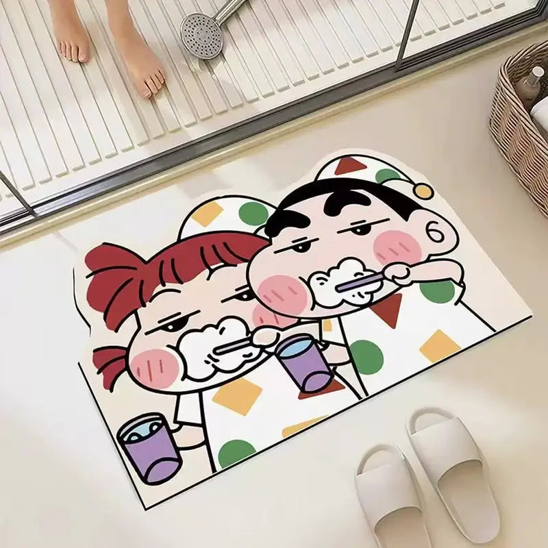 30x40cm Shower Floor Mat Quick Dry Water Absorption Cartoon Design Soft and Comfortable