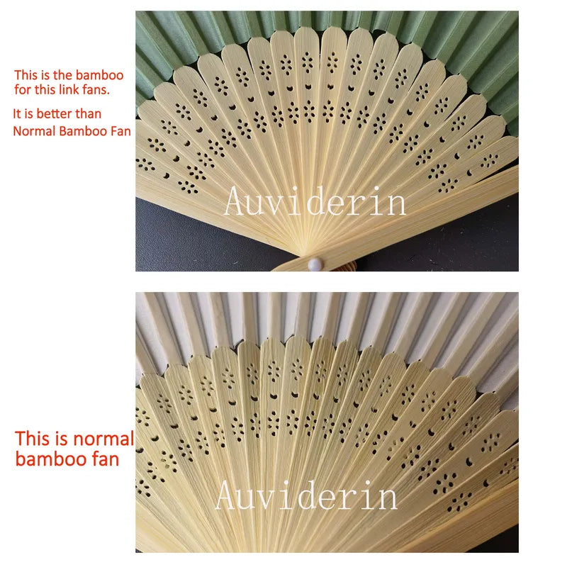 Personalized Foldable Hand Fan with Bamboo Frame - Custom Engraving for Weddings & Events