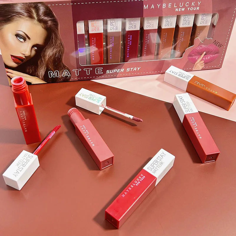 Matte Lipstick Set 12/24 Colors Long Lasting Waterproof Non-Stick Lip Makeup