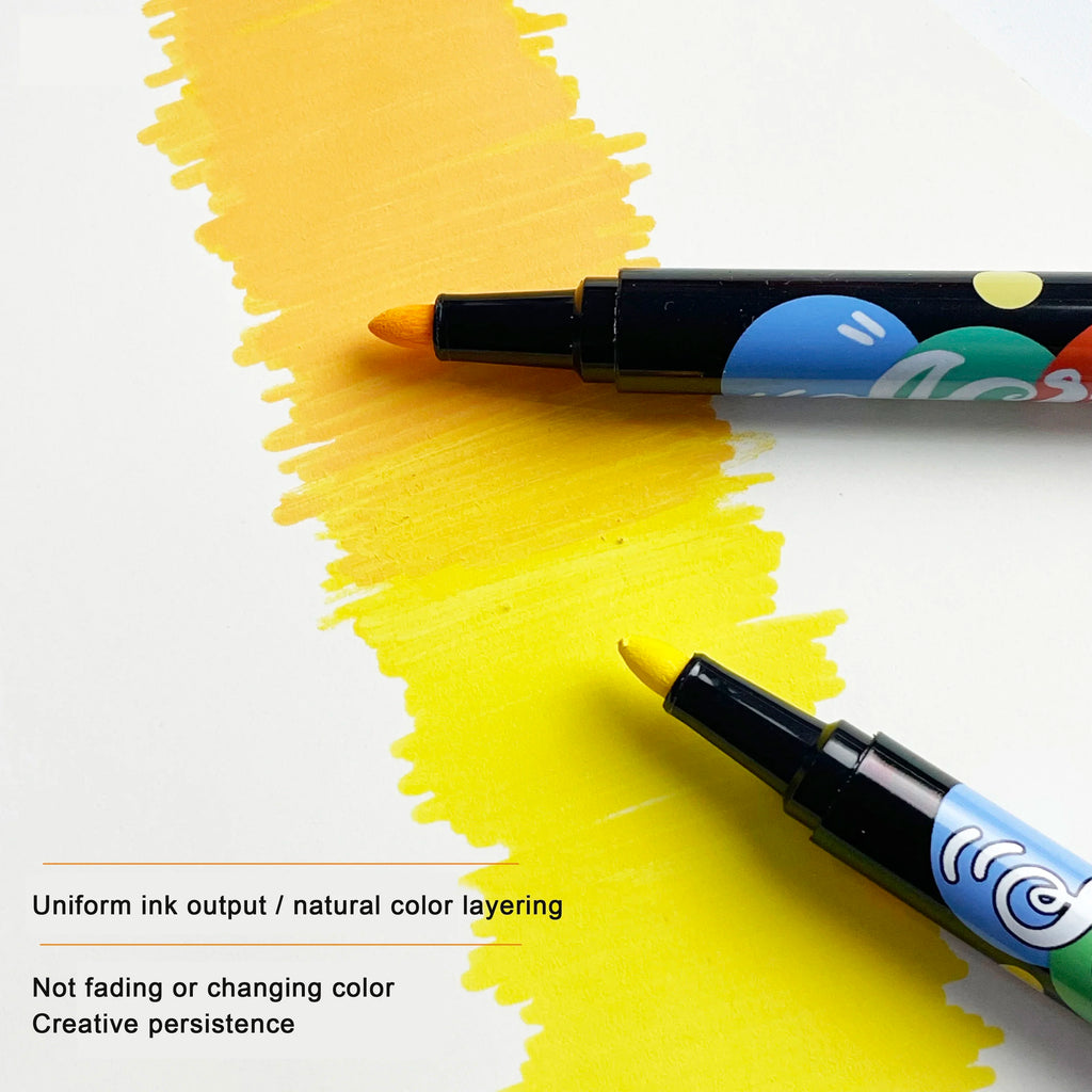10 Pcs Yellow Acrylic Paint Markers Set Fine Tip Permanent for Rock Fabric Wood Metal Glass Canvas Tires