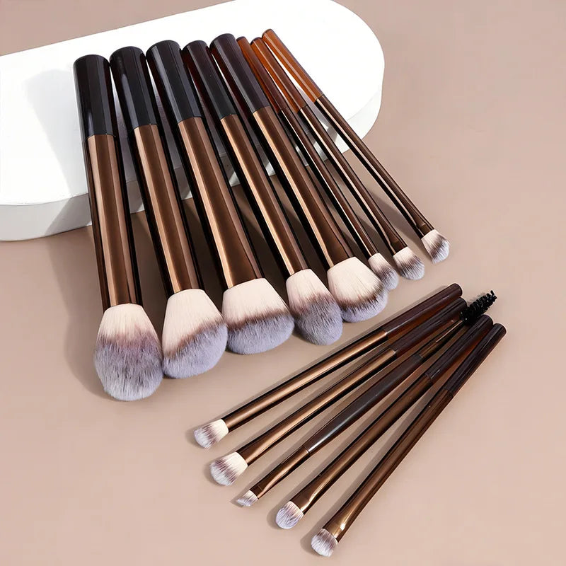 13-Piece Makeup Brush Set with Dense Bristles & Aluminum Handles - Suitable for All Skin Types