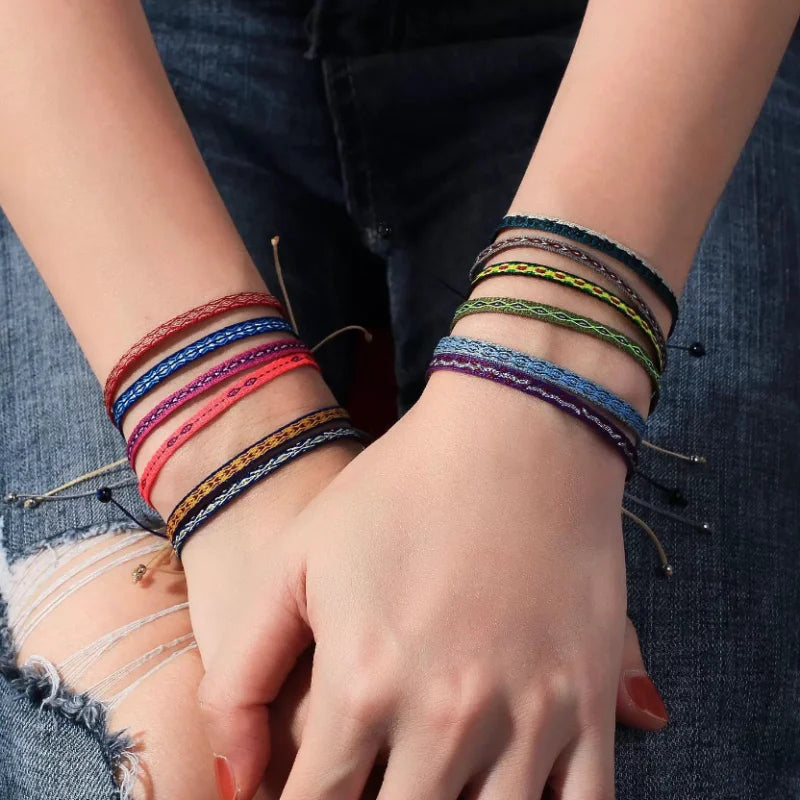 Handwoven Boho Friendship Bracelet for Women and Men - Colombia Cloth Wrap Jewelry