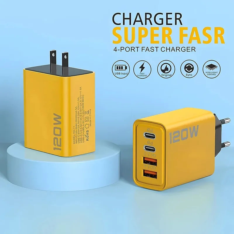 120W USB-C Fast Charger Adapter - Fast Charging for iPhone, Samsung, Xiaomi