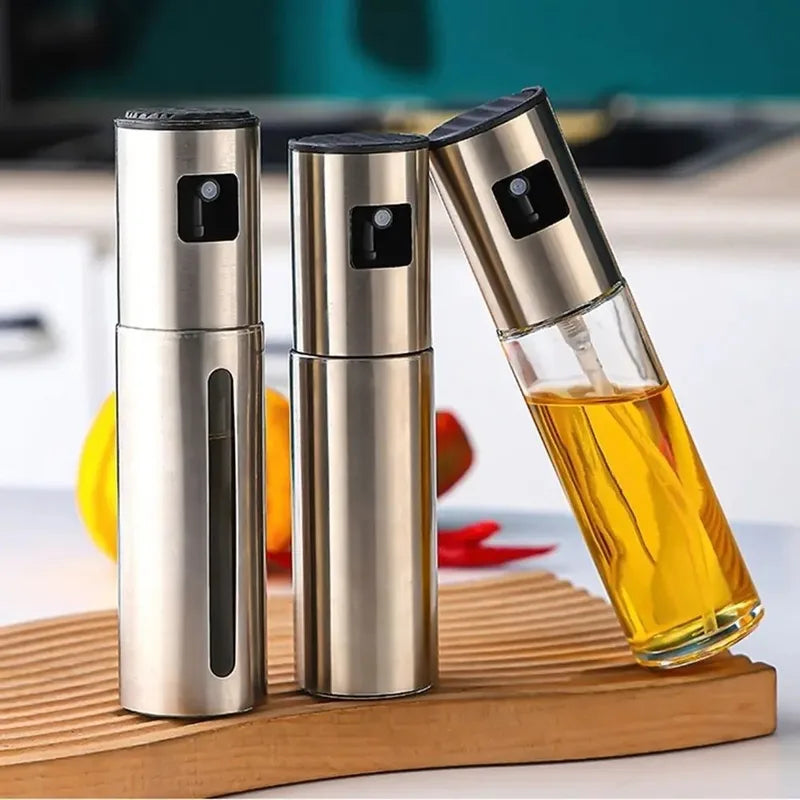 Refillable Stainless Steel Oil Spray Bottle 100ml Kitchen Dispenser