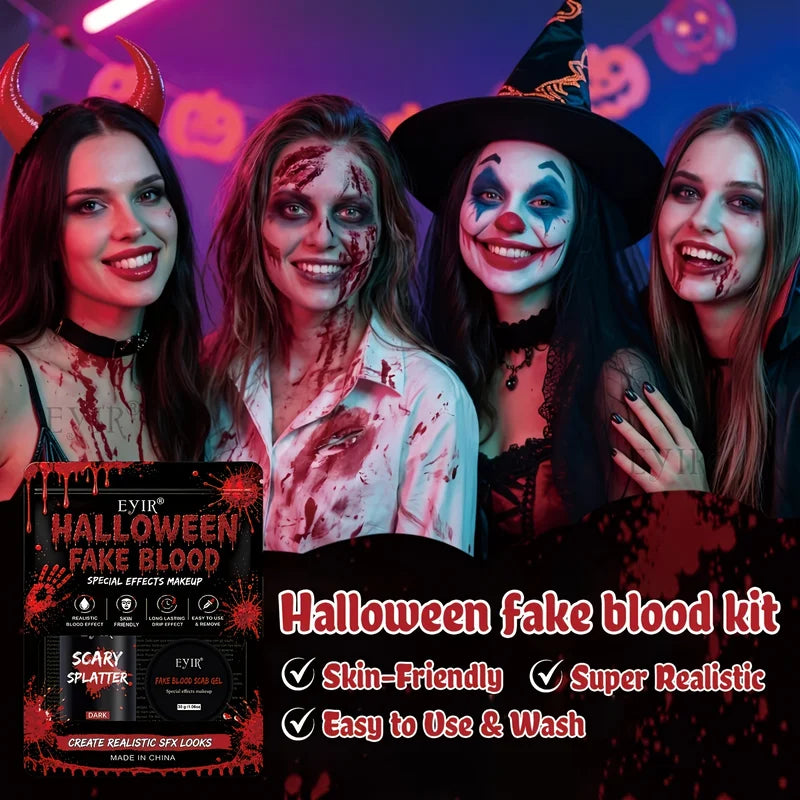 Halloween SFX Makeup Kit Set Including Fake Blood Latex & Sponges - 5 Pieces