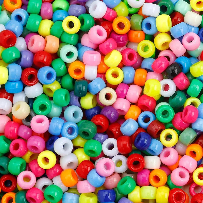 Multi-Colored Plastic Beads for Jewelry and Crafts - Large Hole Pony Beads (500/1000pcs)