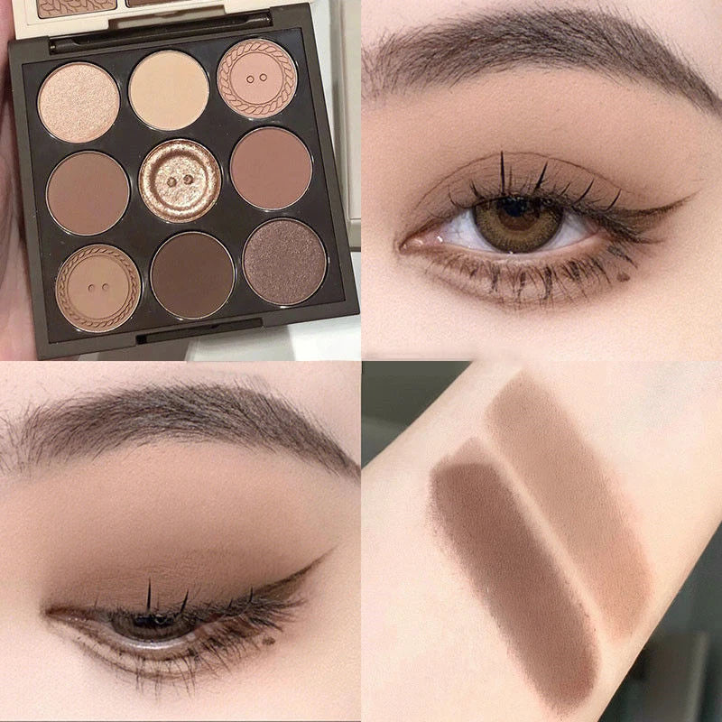 9 Color Eyeshadow Palette - Long-Lasting Shimmer and Matte Earth Tones