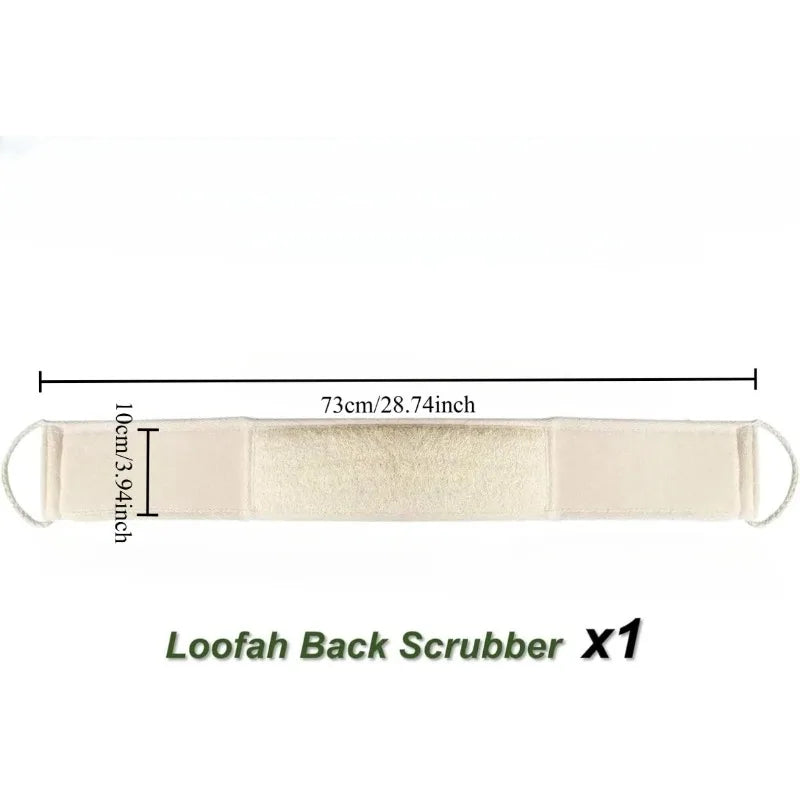 Natural Loofah Bath Sponge with Long Handle for Back Scrubbing