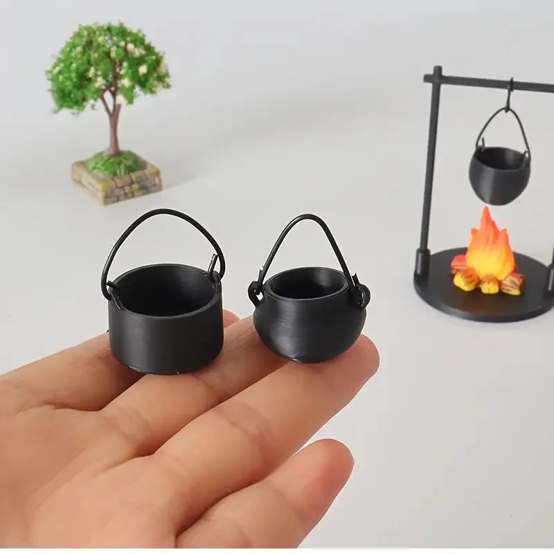 Mini Hanging Campfire and Teapot Dollhouse Decor - DIY Scene Ornament