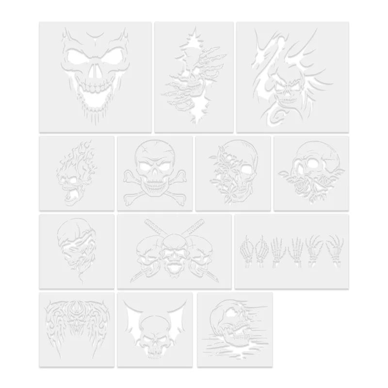 13PCS Skull Stencil Set for Wall Fabric Canvas DIY Halloween Decor