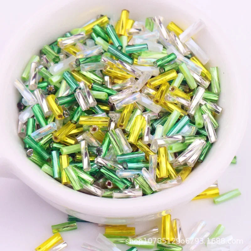 Glass Beads Spiral Tubular Seed Beads for Jewelry Making DIY Crafts 2x6mm - Multi Colors