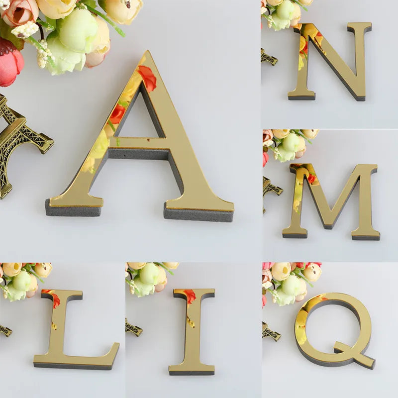 26 Letters Wall Sticker Set - 3D Mirror Acrylic Home Decor Art