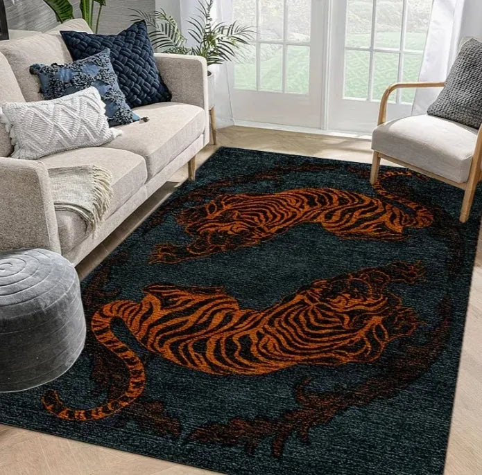 3D Wildlife Animal Pattern Area Rug - Non-Slip Washable Floor Carpet for Living Room & Bedroom