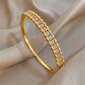 Multilayer Zircon Cuff Bracelet for Women Gold Plated Copper Jewelry