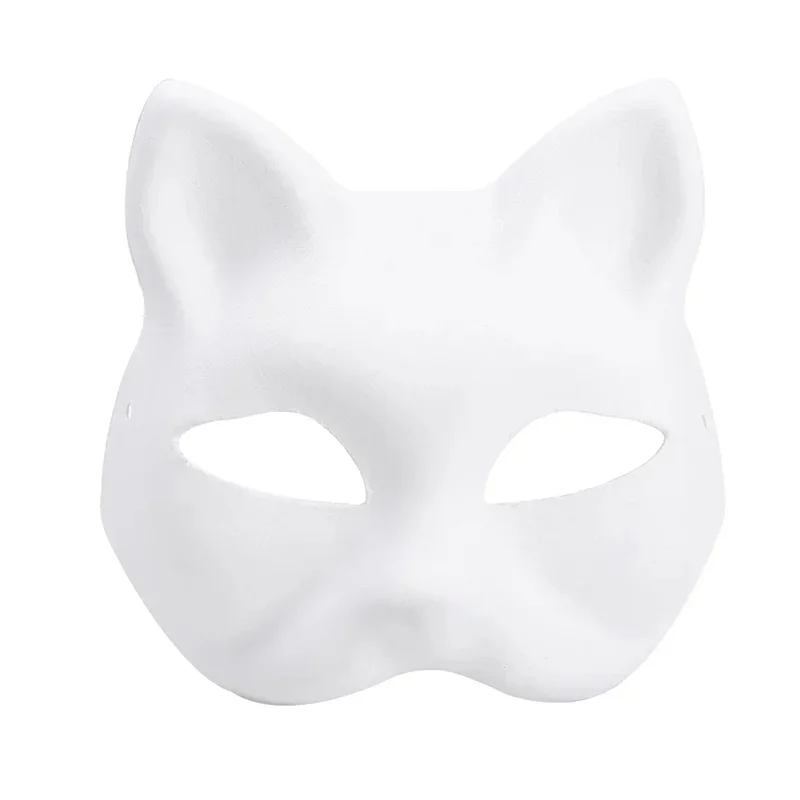 20pcs Japanese Mask Paper Blank Cat Face Masks for DIY Halloween Cosplay Party Decor