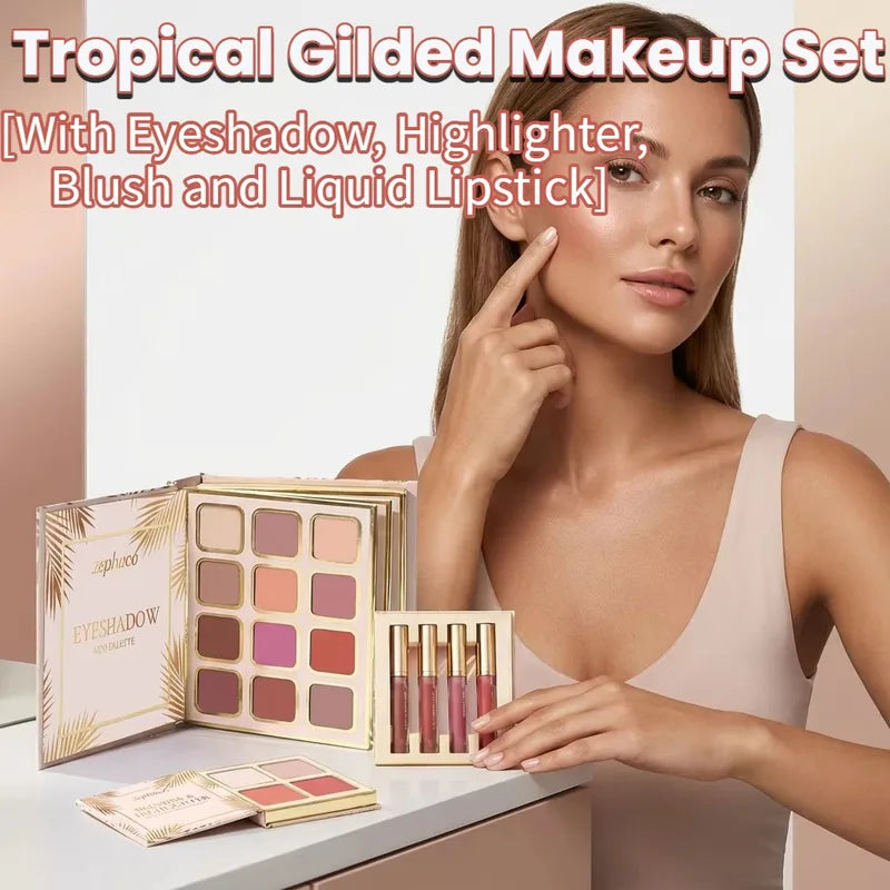 All-in-One Tropical Gilded Makeup Palette with Eye, Face, Lip & Highlighter Shades