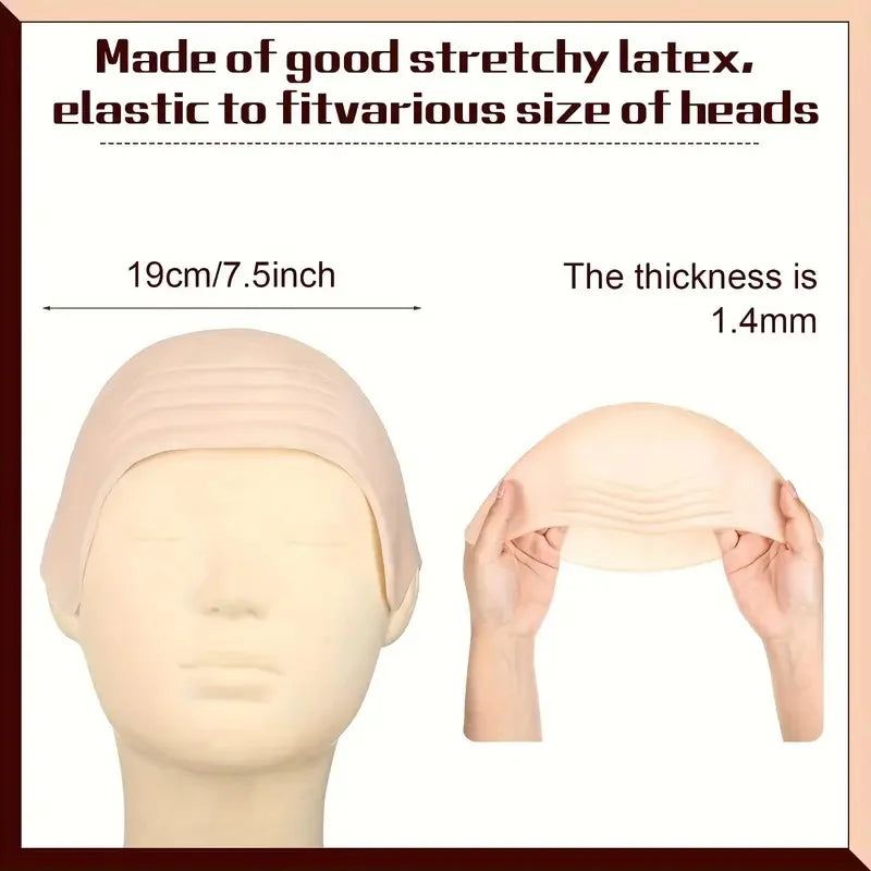 Cosplay Bald Outfit Accessories Set Latex Bald Hat Nylon Wig Cap for Halloween Christmas Party
