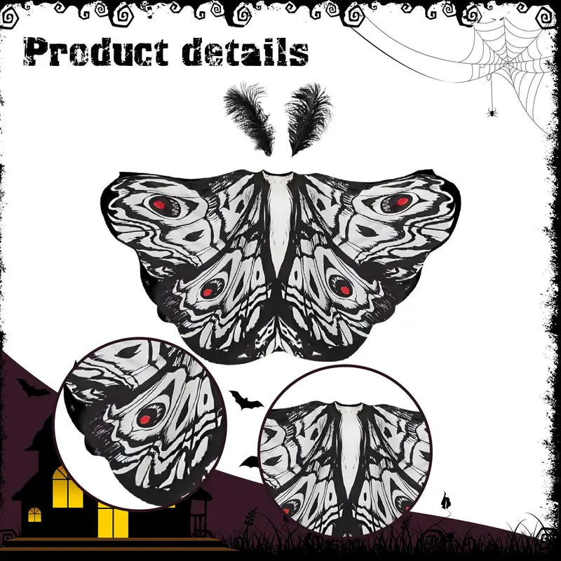 Halloween Butterfly Cape Costume with Headpiece for Role Play and Parties
