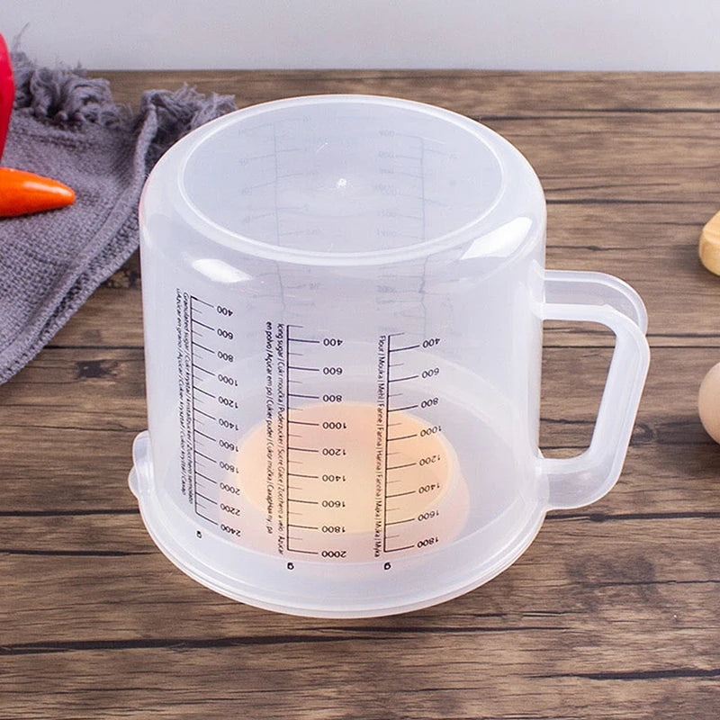 Large Capacity Baking Measuring Cup with Lid - 2.5L Mixing Bowl for Kitchen