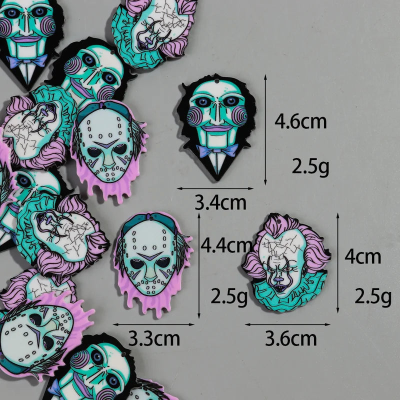Halloween Skull Charm Pendant 10pcs Acrylic Jewelry Accessory DIY Keychain