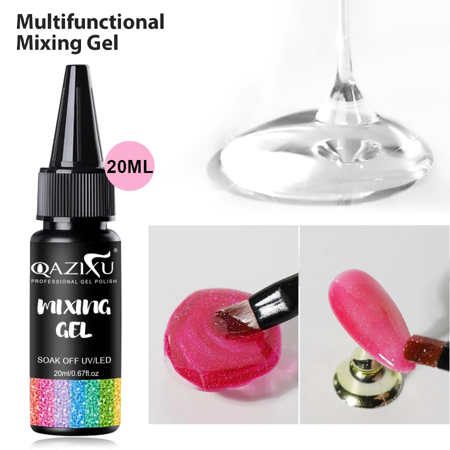 20ml Nail Art Mixing Gel - Clear Nail Polish for Glitter Blending & DIY Manicure