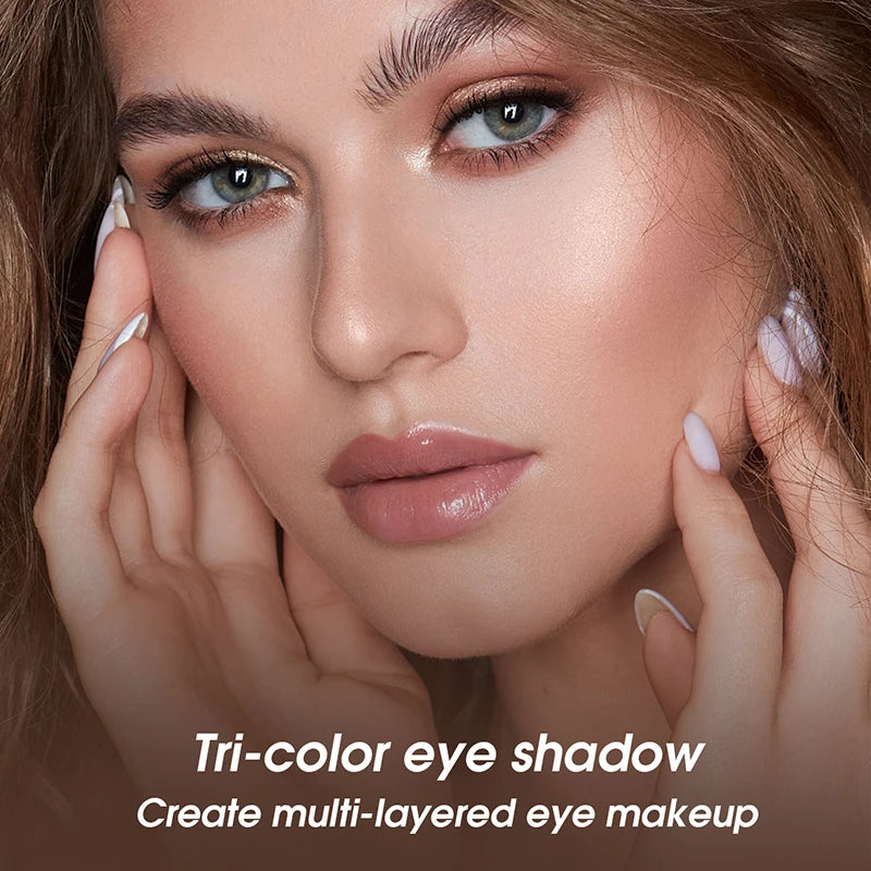 Tri-Color Matte Eye Shadow Palette for Multi-Layered Eye Makeup