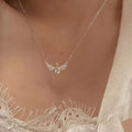 Zircon Necklace with Crown Heart Angel Wings Pendant Stainless Steel Jewelry