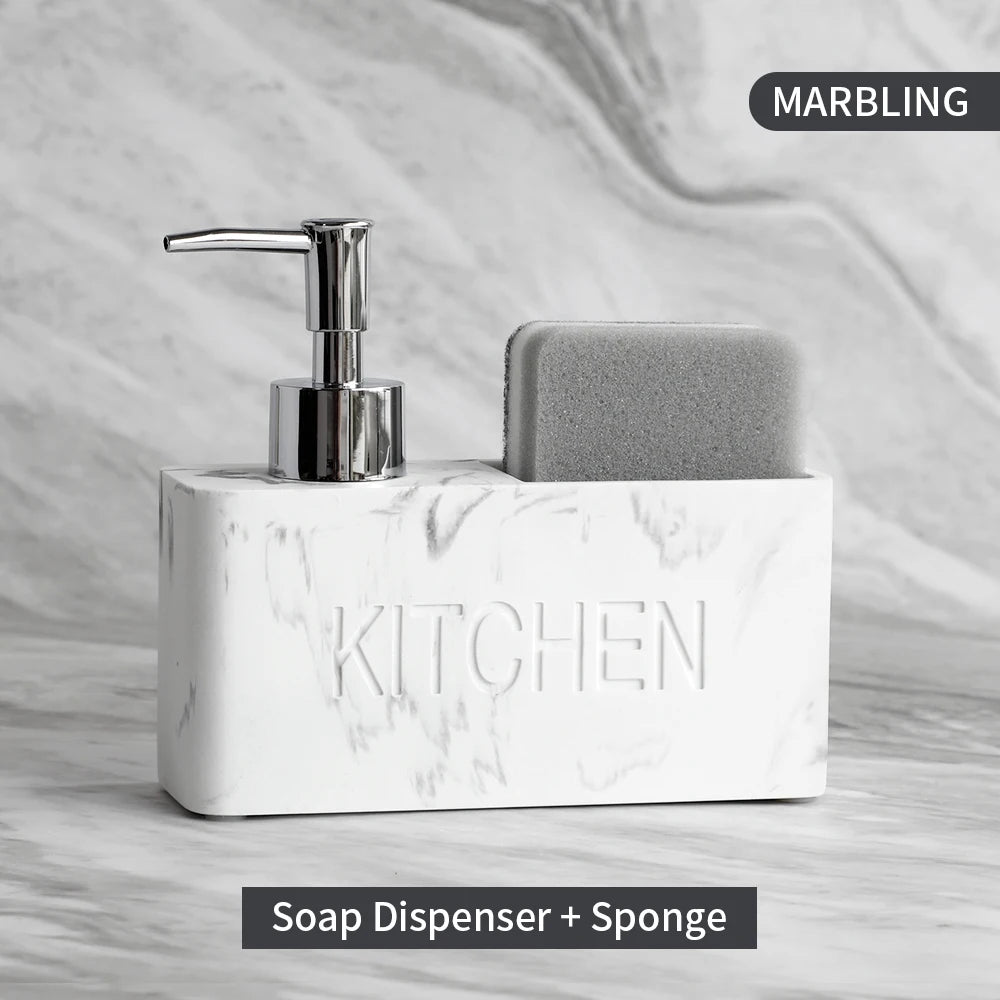 Modern Kitchen Soap Dispenser Set with Pump, Brushes & Holders