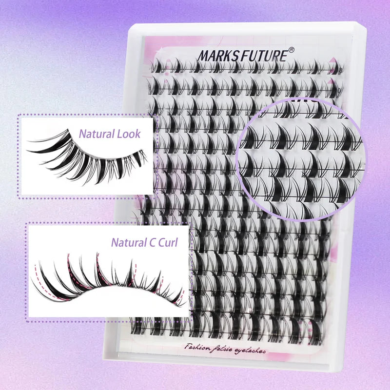 Natural Eyelash Clusters 8-18mm Wispy C Curl for Dramatic Eye Look
