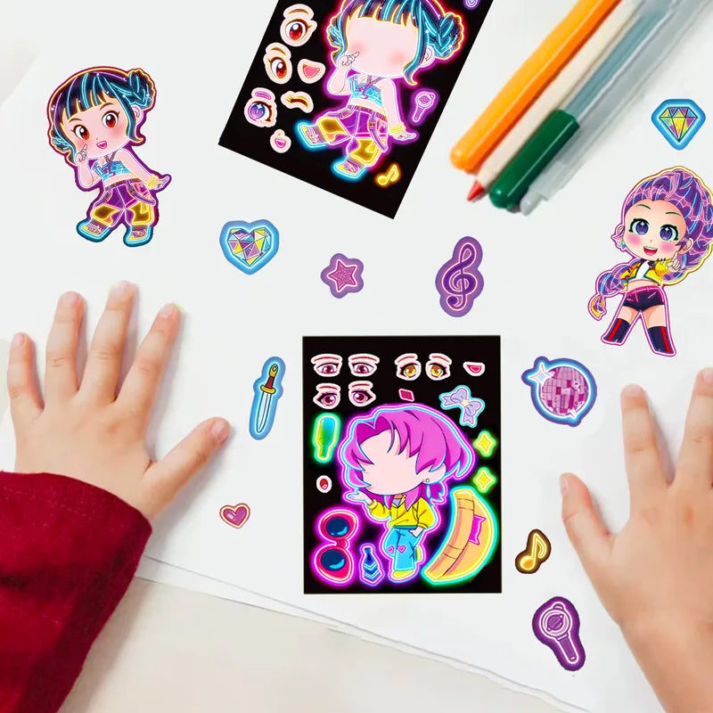 Kids Face Puzzle Stickers Set - 8 Fun DIY Face Decals for Kids' Education & Party Decorations