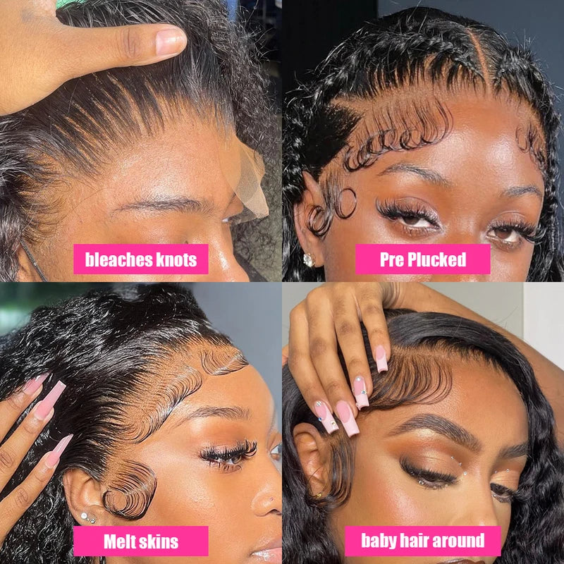 Deep Wave Lace Front Wig Human Hair 13x6 HD Transparent Lace Frontal 28-32 Inch for Women