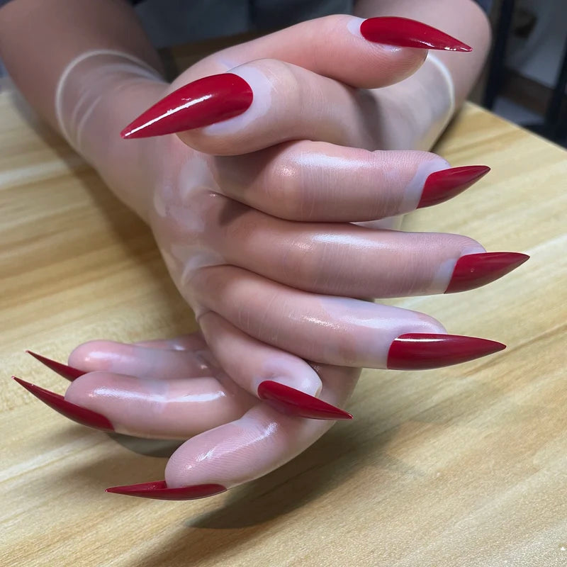 Latex Gloves with Nails - Cross Dressing Costume Accessory for Men & Women
