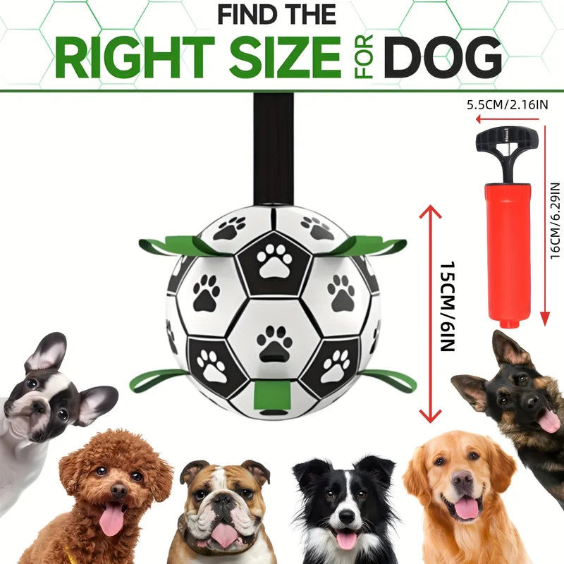 Durable Interactive Dog Soccer Toy with Grip Ring - Water-Resistant Play Ball
