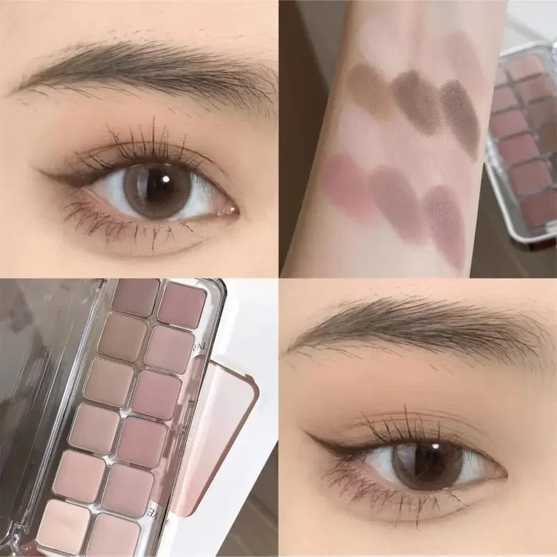Low Saturation Matte Eyeshadow Palette - 12 Shades for Daily & Night Makeup