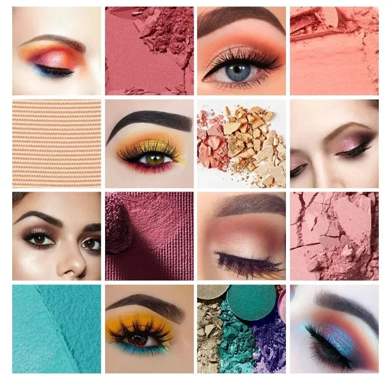 Waterproof Glitter Eyeshadow Palette - Matte, Pearlescent & Shine Nude Colors for Professional Eye Makeup