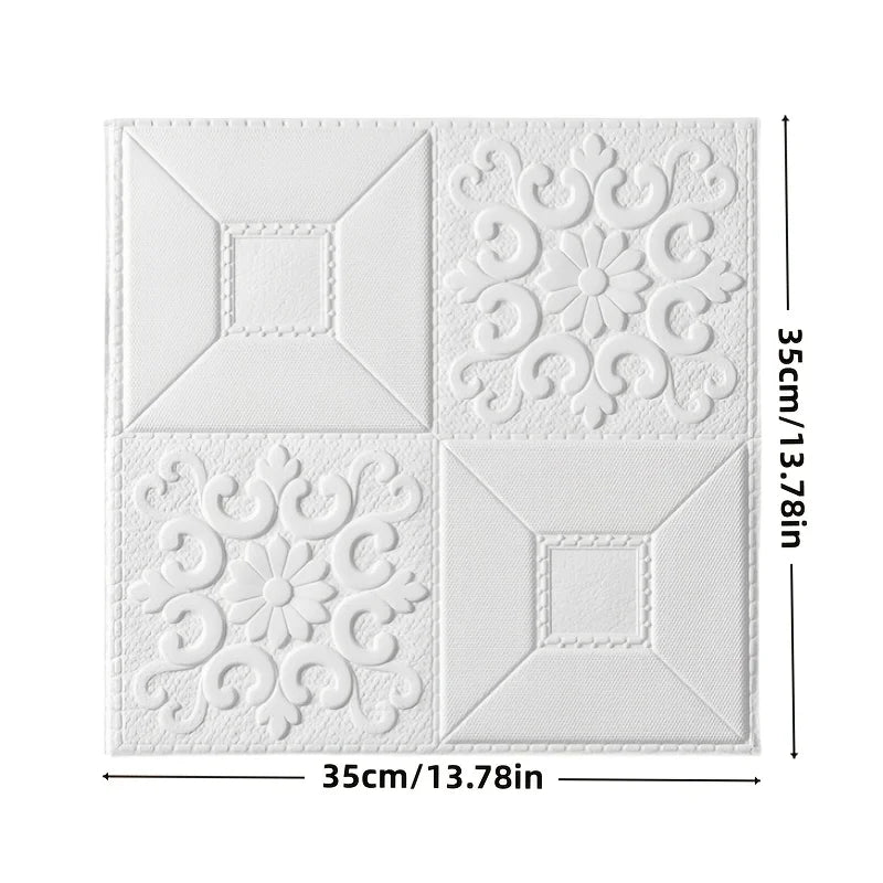 40pcs Self-Adhesive Foam Wallpaper 35cm x 35cm Waterproof & Stain-Resistant